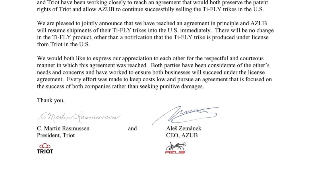 NOTICE of LICENSE AGREEEMENT-Triot-AZUB