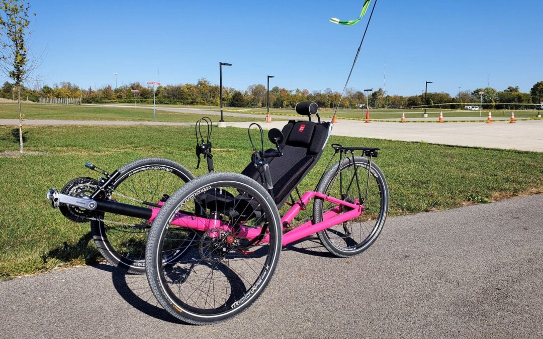 Adventure recumbent trike with three 26 inch wheels around