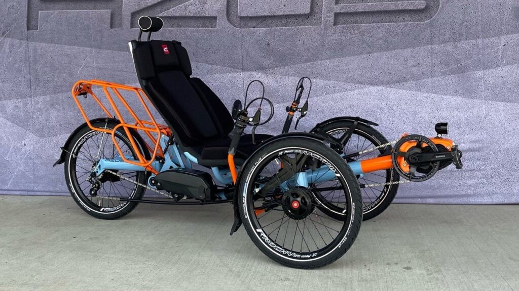 Recumbent trike with the new EP6 motor from Shimano