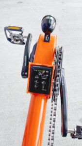 Shimano e-assist display positioned next to the motor on AZUB recumbents