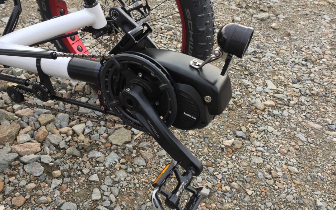 Shimano Steps E8000 MTB motor with a front SON Edelux DC front light