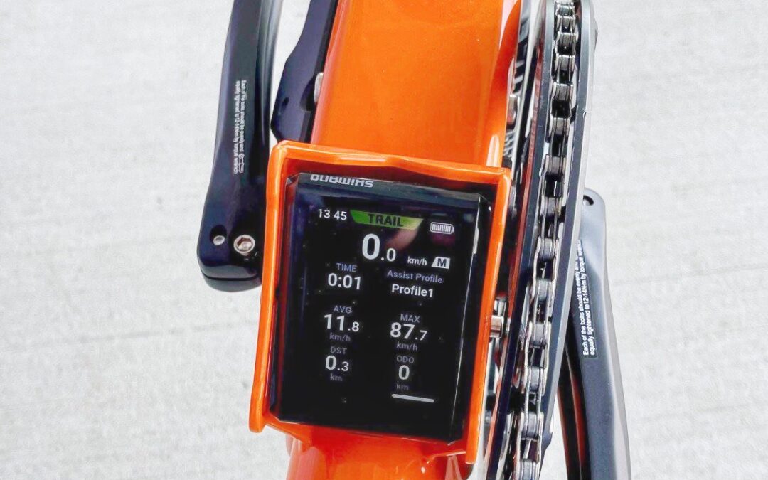 Shimano e-assist display positioned next to the motor on AZUB recumbents