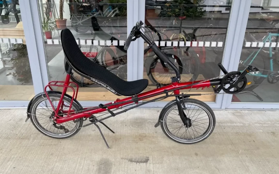 recumbent bikes and trikes displayed at the Cycle-Con 2023 – 1