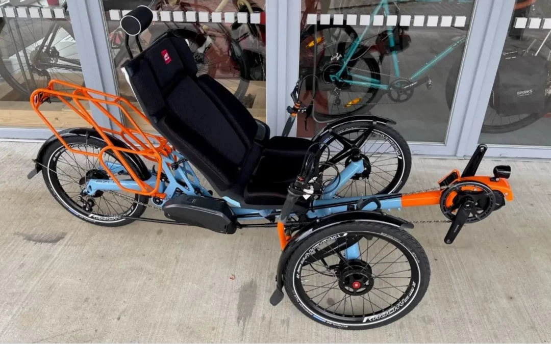 recumbent bikes and trikes displayed at the Cycle-Con 2023 – 4